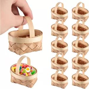 TOPPERFUN 24개 미니 직조 바구니 2.7x2.4x2.0인치 미니어처 나무 부활절 사탕 선물 핸드바스켓 크리스마스