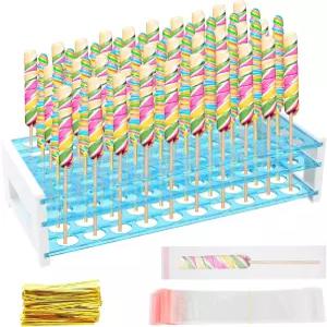 100개의 투명 가방이 있는 라이나이트 프레첼 막대 홀더 대용량 다용도 스탠드 크리스마스 결혼식 생일