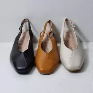 [탠디]120042SB3 여성 브이컷 슬링백 4cm 로우힐 편한 출근 구두