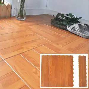 국산 간편 시공 고급 우드타일 틈없는 우드색 조립매트 18p 거실 나무데크