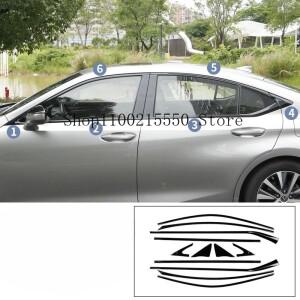 피아노 블랙 자동차 액세서리 렉서스 ES 250 300H 2018-2024 사이드 윈도우 프레임 스트립 커버 장식