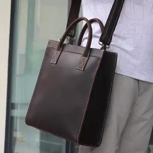 [옷자락]남자 출근가방 소가죽 스퀘어 핸들 토트 비즈니스 백