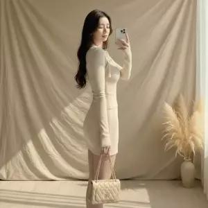 [옷자락]여성 데일리 여리여리 홀터넥 나시 가디건 세트