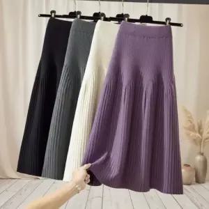 [옷자락]여성 계절용 데일리 니트 롱스커트