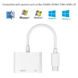 2in 1 고화질 타입-C 어댑터 TV 모니터 프로젝터 디지털 4K 30HZ/60HZ 동기화 화면 연결기 아이폰호환 16용