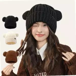 숏비니 방한모 겨울등산모자 베어 니트 모자