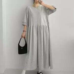 [신세계라이브쇼핑][옷자락] 여자 봄 휘뚜루 칠부 셔링 빅사이즈 플레어 롱원피스