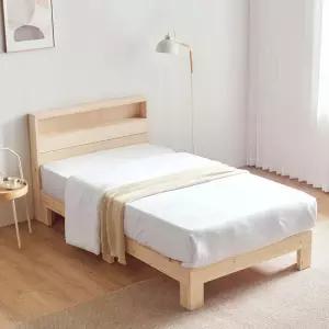 동서가구 라떼 편백나무 통원목 수납헤드 SS 침대+양면매트 (LED 미포함) DF928127