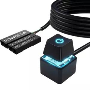 사이버프리즘 굴절 외장 PC 전원 버튼 2M 케이블이 장착된 데스크톱 컴퓨터 마더보드 스위치 맞춤형 게임