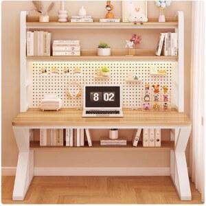 중등책상 타공판 선반 상부형 화이트책상 구멍보드 세트 수납 두꺼운 프레임 컴퓨터 책장