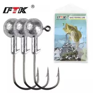 캐스팅볼 FTK 지그 헤드 후크 1g-20g 라운드 볼 웜 낚시 잡초 긴 보조