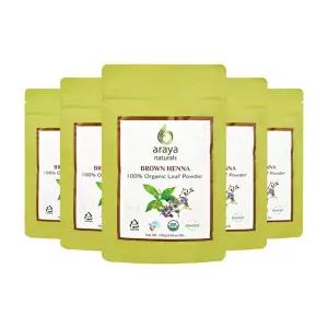 (USDA)유기농인증 아라야 내추럴(브라운) 헤나 염색가루 5개