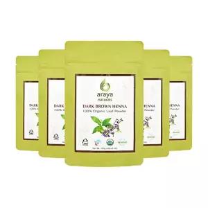 (USDA)유기농인증 아라야 내추럴(다크브라운) 헤나 염색가루 5개