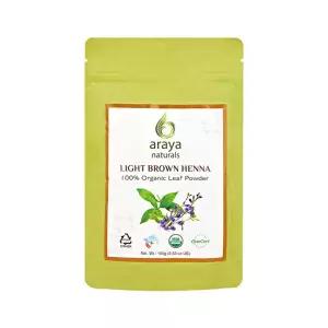 (USDA)유기농인증 아라야 내추럴(라이트브라운) 헤나 염색가루 1개 100% 유기농헤나