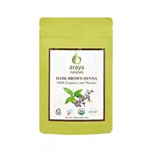 (USDA)유기농인증 아라야 내추럴(다크브라운) 헤나 염색가루 1개 100% 성분 미국 유기농 인증 완료