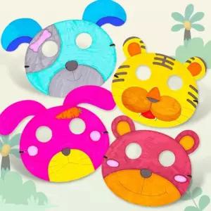 어린이 색칠 미술놀이 동물모양 종이가면 만들기 4종x5개 선물용 기념품 장난감