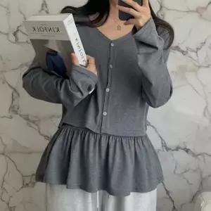 /신상오픈런 여성 레이어드 플레어 나시와 긴팔 가디건 세트