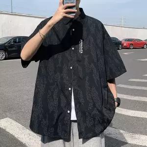 남자 여름 캐주얼 특별승인 데이트룩 플라워 고급 셔츠 솔리드 다크 빅사이즈 반팔 29 인기2