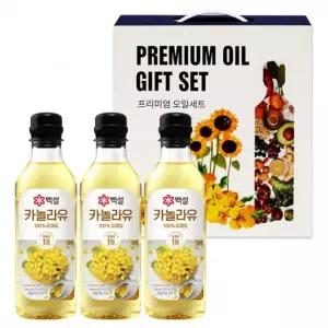 오일선물세트 백설 프리미엄 식용유세트 오일세트 3P카놀라유500mlx3개 오일 해바라기씨유