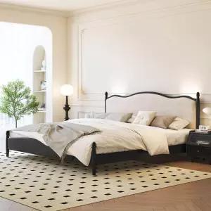 호텔 인테리어 원목 라지킹사이즈 침대프레임 프렌치침대 미니멀 안방 수납침대 아메51