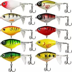 RTGSE 10Pcs 소금물 담수 플롭핑 미끼 키트에서 배스 바브 트레블 훅을 위한 플로팅 회전 꼬리 와퍼 낚시