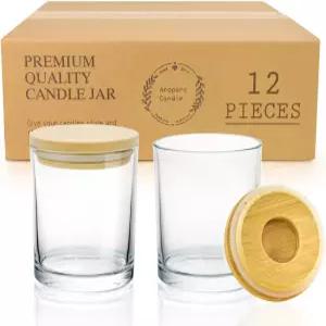 뚜껑이 있는 아로팍 벌크 캔들 병 양초 제조 용품용 12PCS 10온스 DIY 용기 텀블러 - 투명 식기세척기 안전