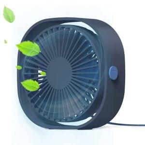 개인 책상 선풍기 조용한 USB 작은 큐브 디자인, 침실용 미니 휴대용 테이블 선풍기, 3가지 속도 조절 가능, 회전 미끄럼 방지, 홈 오피스 업무 여행용 빠른 냉방 (파란색)