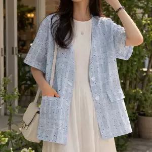 [블랙퀸][블랙퀸] 도트 루즈핏 반팔 여름자켓 blk004583