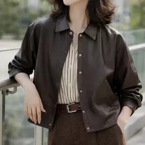 [블랙퀸][블랙퀸] 먼드리 루즈핏 스트링 가죽 자켓 blk004565