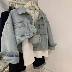 여성용 데님 상의 재킷 숏 연청 코트 프렌치 MF1