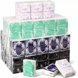 타오바리 60팩 크리스천 포켓 티슈 여행 사이즈 성경 구절 얼굴 벌크 3종 작은 개별 포장 지갑 기도 영감