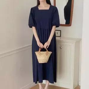 스퀘어넥 롱 빅사이즈 임산부 원피스 qaP3+9PeG