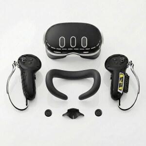 메타 퀘스트 3 액세서리, 페이스 커버, 컨트롤러 그립, 쉘 누수 방지 노즈 패드와 호환되는 APEXINNO 실리콘 커버 세트, 3S용이 아님