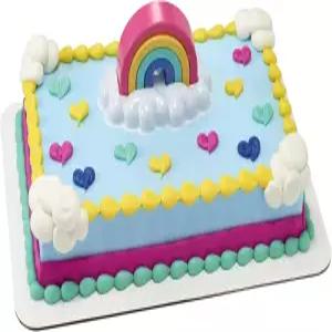 데코셋 조이풀 레인보우 케이크 토퍼 핑크 옐로우 터쿼이즈 블루 색상의 5피스 스태커블 장식 클라우드