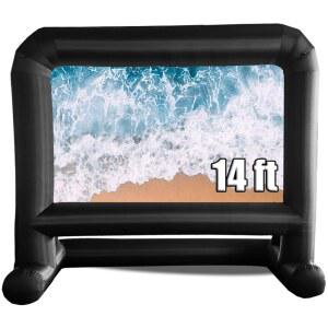 화카스트로 14피트 인플레이터 스크린 u2013 원피스 디자인, 조용한 선풍기가 장착된 간편한 설치 블로우업 영화 스크린, 야외 및 실내 영화의 밤, 뒷마당 이벤트 파티에 이상적입니다(안정적인 베이스)