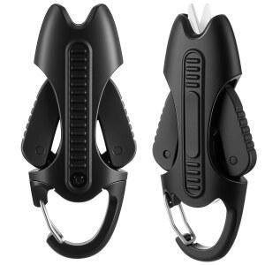 Enhon 2pcs 세라믹 블레이드가 있는 접이식 낚싯줄 커터, 브레이드/모노/플루오로카본용 미니 낚시 가위, 버클이 달린 휴대용 낚시꾼 스니핑, 낚시꾼을 위한 장비 선물