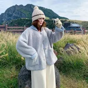 여자코트 모피 램스울 패딩 도톰 코트 머플러 증정 원템1