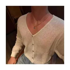 미비다 남성 브이넥 니트 스웨터 여름 얇은 리넨 펀칭 빈티지 카디건 캐주얼 ADOR2