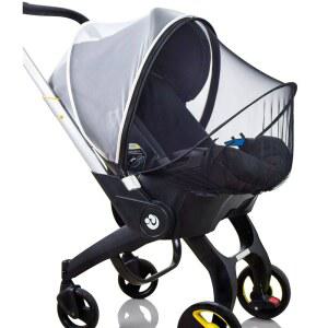 시스미 카시트 모기장 커버, 유모차용 모기장, 햇빛 가리개, 쉽게 열고 닫을 수 있는 이중 지퍼 디자인, 간편한 사용, 카시트, 배시넷, 요람(블랙/화이트)