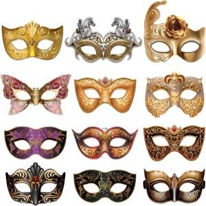 프렌다 24피스 마디그라 가면극 마스크 새해 카니발 무도회를 위한 여성 코스튬 파티 용품 세트