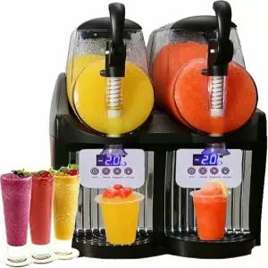 WRTYHGVGT 5L 상업용 얼음 슬러시 머신 2.5L 더블 탱크 전문 냉동 음료 300W 스테인리스 스틸 스무디