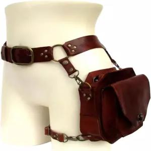 REElua 중세 허리 벨트 드롭 레그백 스팀펑크 팩 허벅지 가죽 가방 오토바이