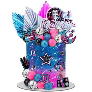 뮤지션 록 테마 생일 파티 뮤지컬 비디오 미디어 컵케이크 장식용 신모에 24피스 뮤직 케이크 탑퍼 디스코