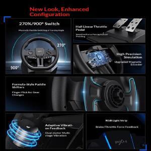 V900 GEN2 게이밍 스티어링 휠 드라이빙 레이싱 시뮬레이터 270 ° PC 스위치 PS3 PS4 XBOX 호환 호환 One