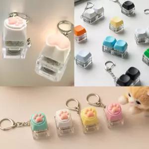 키캡 키링 LED 클리커 키보드 딸깍이 키홀더 차키 가방 클릭커 투명 청축 1구 2구