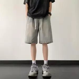 바지 데님 하프 여름 빈티지 남성 청반바지 숏 반바지 얇은 밴딩 와이드 5부 MF2