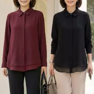 [엄마옷 로즈맘] 리디쉬폰배색블라우스