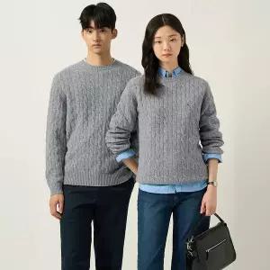 매장정품 BEANPOLE 빈폴 [빈폴] [Essential] 남녀공용 케이블 라운드 니트 그레이 (BC5951E053) 1417414