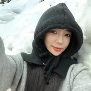 니트 후드넥워머 바라클라바 블랙 니트 바라클라바 넥워머 후드