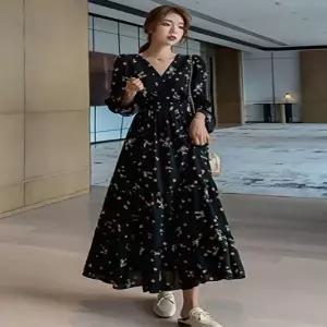 롱원피스 쉬폰 플라워 큐티 페미닌무드 롱치마 간절기 (HSJ-WFHTN4A)